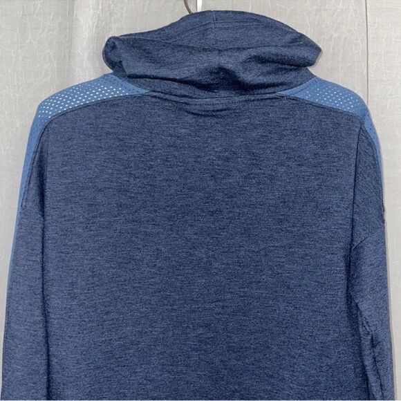 UA S Blue Light Blue Mesh Details Funnel Neck Pullover Sweatshirt Thumb Holes - Picture 5 of 15